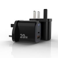 Chargeur mural personnalisé 20W C USB électrique intelligent pour téléphone portable PD2.0 QC3.0 avec câble rétractable ignifuge