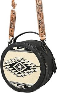 Nuevo bolso de cantimplora de cuero con herramientas manuales occidentales, elegante, redondo, Azteca, sillín, manta, bolsos cruzados, bolsos de cuero genuino para mujer - Product Image 3