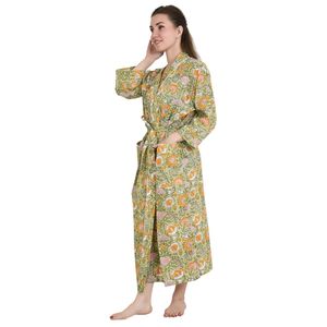 Boho Style Kimono Robe De Bain En Pure Coton Fleuri Cardigan La Mode Printemps/Et Bagru Indigo Print Idal Pour La Maison - Product Image 5