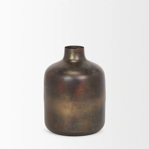 Florero de Metal martillado con acabado plateado de diseño acanalado Florero de centro de mesa decorativo grande rústico hecho a mano a los mejores precios - Product Image 4