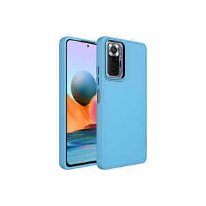 Funda de Silicona TPU de Lujo ATA Luna para Xiaomi Redmi Note 10 Pro, Color Azul Sierra, con Marco Metálico Electrochapado y Diseño de Botones - Product Image 1
