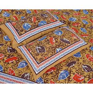 Jaipuri Print Double Bedsheet with 2 Pillow Covers 100% Cotton Yellow 240 TC <b>King</b> <b>Size</b> for Home Use 3-Piece Set (ADB1383) - Product Image 3