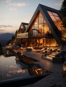 Bungalow Triángulo de vidrio de madera Bungalow para Villa Cocina Baño Hotel Sala de estar Dormitorio Aplicación - Product Image 3