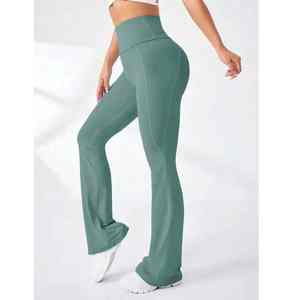 Custom <b>Women's</b> Wide-Leg Yoga Pants <b>Stretch</b> Workout <b>Trousers</b> with Pockets & Personalized Logo - Product Image 2