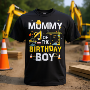 Set di magliette compleanno a tema cantiere per mamma e bambino, design coordinato per la festa speciale di mamma - Product Image 3