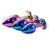 Plug anal coloré pour homme en alliage d'aluminium, base en gemme de 13 couleurs, 3 tailles (2,8/3,4/4,0 cm), 100 % étanche, finition miroir, BDSM