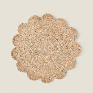 Handwoven <b>Rattan</b> Round Woven <b>Placemat</b> Handmade Wicker Table Mat Boho Style Heat Resistant Dining Decor - Product Image 1