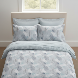 Ensemble de literie double imprimé de haute qualité, taies d'oreiller assorties, motifs floraux, coton lavé, style moderne - Literie de maison douce et élégante - Product Image 1