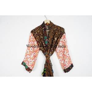 100% Silk Tie-Dye Kimono <b>Robe</b> Quick Dry Summer Long Dress with Smooth Feel Free Size Autumn <b>Beach</b> Cover-Up Drawstring Closure - Product Image 2