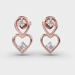 Boucles d'oreilles personnalisées en or rose avec diamant pour cadeau de fête d'anniversaire de fiançailles de mariage Boucles d'oreilles élégantes en diamant - Product Image 1