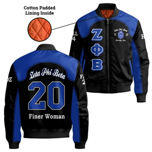 Chaqueta de Satén Zeta Phi Beta para Mujer, Azul y Blanco de 1920, Bordado con el Escudo de la Hermandad ZPB, Ropa Griega de Primera Calidad, Estilo Universitario - Product Image 6