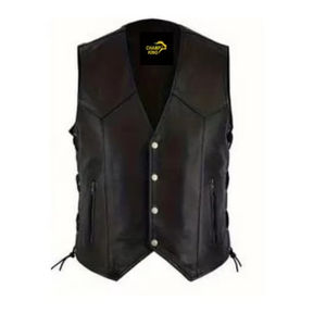 Chaleco de Cuero Genuino Negro Hecho a Mano para Hombre, Ecológico, Transpirable, Estilo Vaquero Casual de Invierno, Calidad Premium Western Champ - Product Image 1