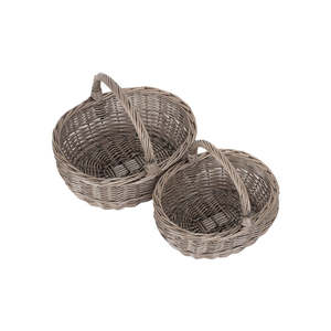 Unlined Antique Washed Wicker Basket for Bathroom or Shopping Handcrafted Product - Product Image 5