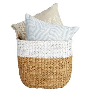Panier en jacinthe d'eau naturel et blanc, panier de rangement fait à la main, vente en gros, écologique, fabriqué au Vietnam - Product Image 2