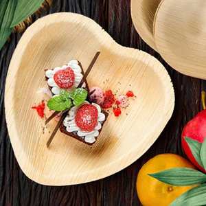 Biodegradable Palm Leaf <b>Heart</b>-<b>Shaped</b> <b>Bowls</b> for Wedding Events, Parties and Food Serving - Product Image 5