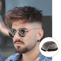 Prothèse capillaire Q6 en dentelle, cheveux humains, style Quiff, pour hommes, ondulation naturelle, ligne de cheveux invisible, couleur unie, pour la perte de cheveux chez l'homme