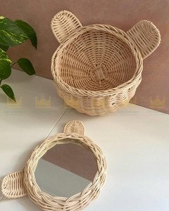 Espejo de ratán elegante moderno hecho a mano diseño personalizable para decoración del hogar Boho Chic estilo natural ecológico - Product Image 3