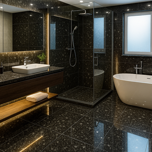 Vasque de salle de bain en granit noir Aswan de luxe, surface polie, écologique, sur mesure pour application en villa, modèle Cliostones A-B - Product Image 4