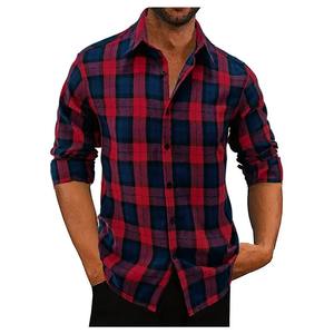 Camisa clásica a cuadros de franela para hombre, camisas informales de manga larga con botones, bolsillos en el pecho, puños ajustables - Product Image 5