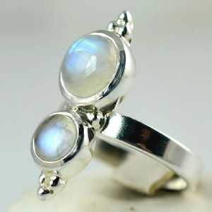925 Sterling Silver Rainbow Moonstone <b>Statement</b> <b>Ring</b> Handmade Boho June Birthstone Jewelry 18K Perfect Gift for Her Birthday - Product Image 4