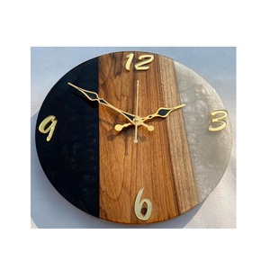 Relojes de resina epoxi y madera para habitación, diseño moderno, forma redonda, decoración de pared, precio barato - Product Image 3