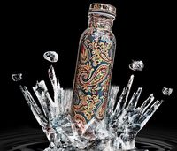 Bouteille isotherme en cuivre pur de qualité supérieure, fabriquée à la main, écologique, avec poignée, finition brillante, pour la maison, la salle de sport et les voyages