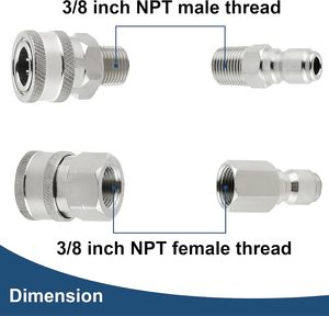 <span class=keywords><strong>Adaptateur</strong></span> de <span class=keywords><strong>nettoyeur</strong></span> <span class=keywords><strong>haute</strong></span> <span class=keywords><strong>pression</strong></span> en acier inoxydable neuf, filetage G3/8'' - Product Image 5