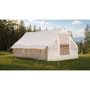 Tente de camping gonflable portable de luxe 12 m² 300x400x200 cm en tissu Oxford PVC blanc cassé - Product Image 3