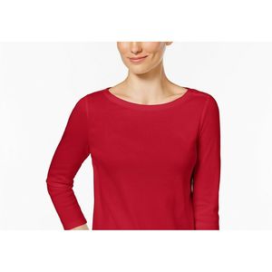 Top da Donna Charter Club con Bottoni sulle Spalle in Cotone Pima Rosso, Taglie XS-XL, Design Formale a Quadri in Seta Lavorata a Maglia e Popeline di Lino - Product Image 3