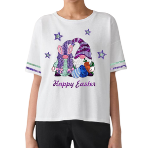 เสื้อยืดสตรีแบบสั่งทำลายอีสเตอร์มีความสุขดีไซน์เนอร์2024ออกแบบได้ตามต้องการ - Product Image 1