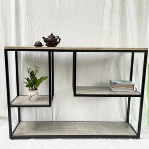 Modern Luxury Decorative Plywood <b>Console</b> <b>Table</b> Convertible Iron Frame Brass Accents Industrial Contemporary for Villas CSTC040 - Product Image 4