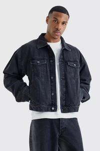 <b>Men</b> denim <b>jacket</b> with thick <b>sherpa</b> lining warm winter outerwear vintage streetwear ripped blue jean coat fashion casual - Product Image 4