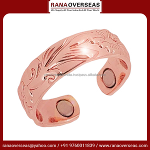 Anneau de manchette ouvert réglable en cuivre pur conception gravée hommes et femmes anneau pour l'arthrite et les articulations à bon taux - Product Image 3