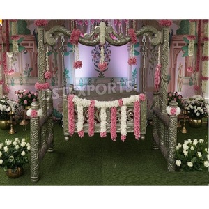 Thủ công cái nôi bằng gỗ cho bé đặt tên lễ Bạc bé đu trang trí truyền thống jhoola sự kiện Nghi Lễ phước lành USA - Product Image 1