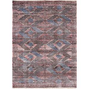 Alfombra de Lana Anudada a Mano Someplace in Time, Diseño Geométrico Rojo y Naranja, Estilo Afgano para el Hogar EA-3107 - Product Image 1