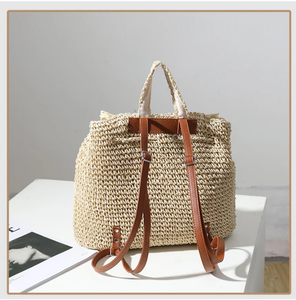 Sac à dos de plage en paille tissé à la main à partir de feuilles de palmier Crochet Macramé Sacs de plage directement du fournisseur indien - Product Image 2