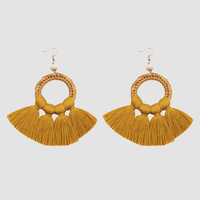 2025 Nature inspiré rotin tissé boucles d'oreilles à la main larme boucles d'oreilles avec herbe de mer en bois et bijoux pour les femmes
