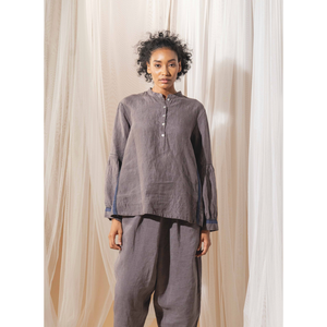 Chemisier ample en lin BARUNI pour femme, col à volants, 100 % popeline tricotée, tailles XS-XXL, idéal automne et printemps - Product Image 3