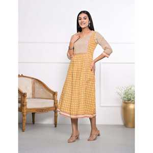 Vestido Amarillo de Algodón Estampado, Ropa de Asia y las Islas del Pacífico - Product Image 5