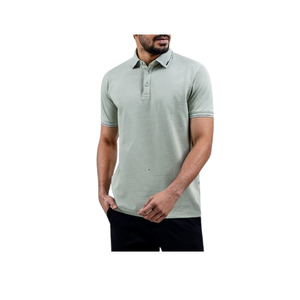 Chemise tricotée personnalisée pour homme, style business décontracté, 100 % coton, manches courtes, couleur unie, 220 g, design personnalisé, faible MOQ - Product Image 4