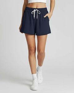 Shorts pour femmes avec logo brodé personnalisé, couleur personnalisée, qualité supérieure, respirant, 100% coton, taille élastique, coupe ajustée - Product Image 1