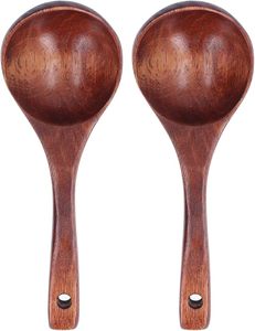 Cucharas de Servir Tradicionales de Madera Ecológicas de Alta Calidad, 17.5 cm de Largo, Diseño Artesanal con Orificio en el Extremo, para Servir Ensaladas en Casa o en Restaurantes - Product Image 1