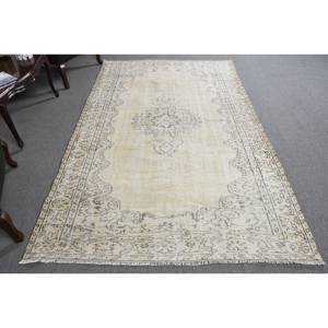 Alfombra turca clásica Vintage Beige 5,3X8,7 pies Respaldo de látex de lana Rectangular Patchwork abstracto para grandes áreas Alfombra de habitación - Product Image 1