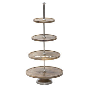 Soporte de pastel de madera Calidad superior Soporte de pastel hecho a mano de dos neumáticos Diseñador elegante clásico Soporte de pastel de madera al por mayor - Product Image 6