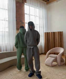 Survêtement unisexe d'hiver décontracté à col montant en polyester/coton respirant en polaire, logo personnalisé, modèle uni, poids lourd - Product Image 6