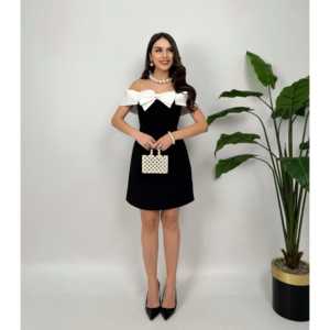 Robe fourreau en satin sans bretelles avec taille naturelle et détail nœud 2156 - Product Image 2