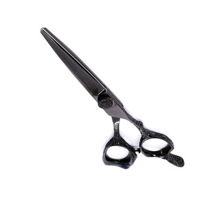 Ciseaux à cheveux Dragon Handle, couleur noire, acier inoxydable allemand, ciseaux de salon de coiffure avec repose-doigts - Product Image 1