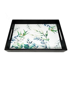 Superbe plateau émaillé floral rouge et crème fabriqué à la main dans un cadre en bois plateau décoratif pour idée cadeau maison - Product Image 6