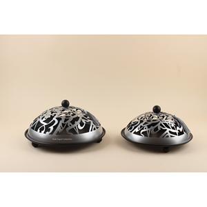 Assiette de service en métal islamique de style arabe avec couvercle fini noir pour les dates de table du ramadan assiettes de service au chocolat - Product Image 1