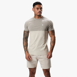 50% Algodón 50% poliéster contraste Panel Jersey camisetas para hombres logotipo personalizado transpirable Fitness desgaste barato bajo MOQ - Product Image 1